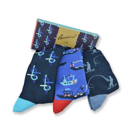 Fishos 3PK Socks Gift Set, Socks, Bamboozld, Bamboo, Cotton, Spandex, Assorted Colour, SS7102, Clinks Australia