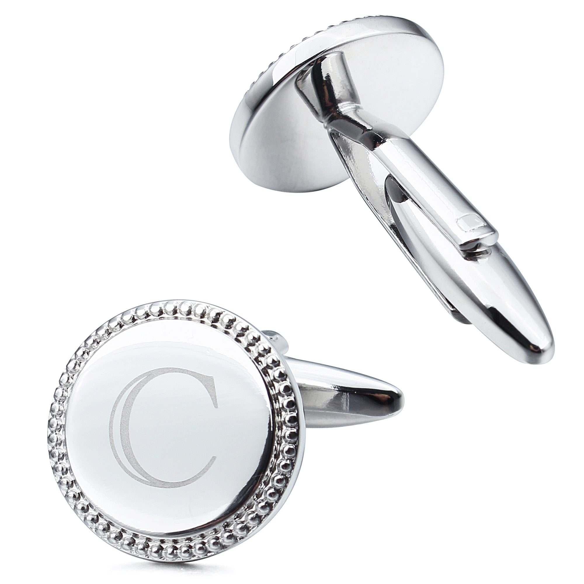 Letter C Initial Cufflinks -Round