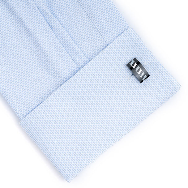 Black Onyx Rectangle interlaced Mother of Pearl Cufflinks