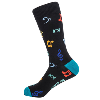 Soul Song Music Notes Bamboo Socks by Dapper Roo, Song Music Notes Socks, Dapper Roo, Socks, Black, Teal, Multi, Bmaboo, Elastane, Nylon, Elastic, SK2029, Men's Socks, Socks for Men, Clinks Australia