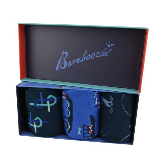 Fishos 3PK Socks Gift Set, Socks, Bamboozld, Bamboo, Cotton, Spandex, Assorted Colour, SS7102, Clinks Australia