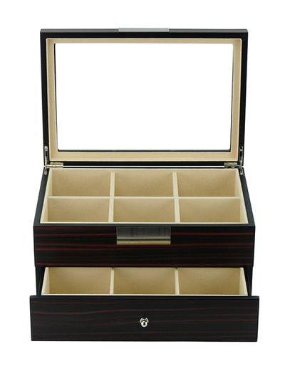 Ebony Wooden Tie Box for 12