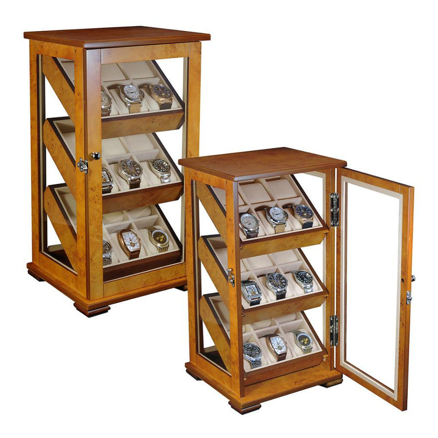 Burl Wooden Watch Cabinet, 18 Watch Box, Cuffed Watch Box, Clinks Australia Watch Box, Burl Watch Box on Cuffed, Australia Watch Cabinet, Watch Cabinet Storage Box, Watch Storage Box, Watch Cabinet Display, 18 Slots Watch Box, Watch Boxes for 18, Burl Wood Watch Cabinet, Wooden Watch Cabinet, Burl, Watch Cabinet, CB5051, Clinks Australia