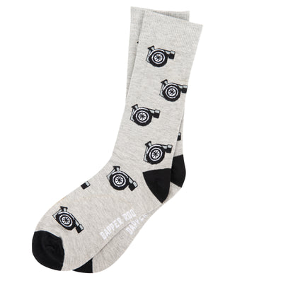 Crank it Turbocharger Bamboo Socks by Dapper Roo, Turbocharger Bamboo Socks, Dapper Roo, Socks, Heather Grey, Black, White, Bamboo, Elastane, Nylon, Elastic, SK2025, Men's Socks, Socks for Men, Clinks Australia