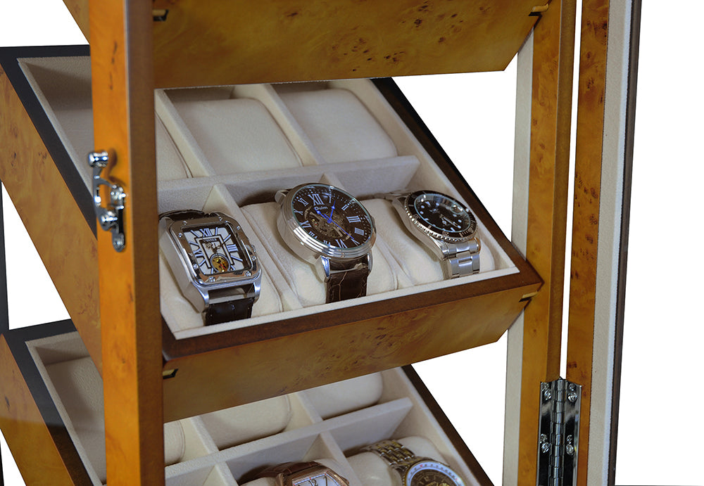 Burl Wooden Watch Cabinet, 18 Watch Box, Cuffed Watch Box, Clinks Australia Watch Box, Burl Watch Box on Cuffed, Australia Watch Cabinet, Watch Cabinet Storage Box, Watch Storage Box, Watch Cabinet Display, 18 Slots Watch Box, Watch Boxes for 18, Burl Wood Watch Cabinet, Wooden Watch Cabinet, Burl, Watch Cabinet, CB5051, Clinks Australia