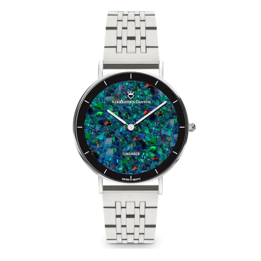Gatsby Ridge Red Swiss Opal Watch 36MM with Silver Jubilee  Strap