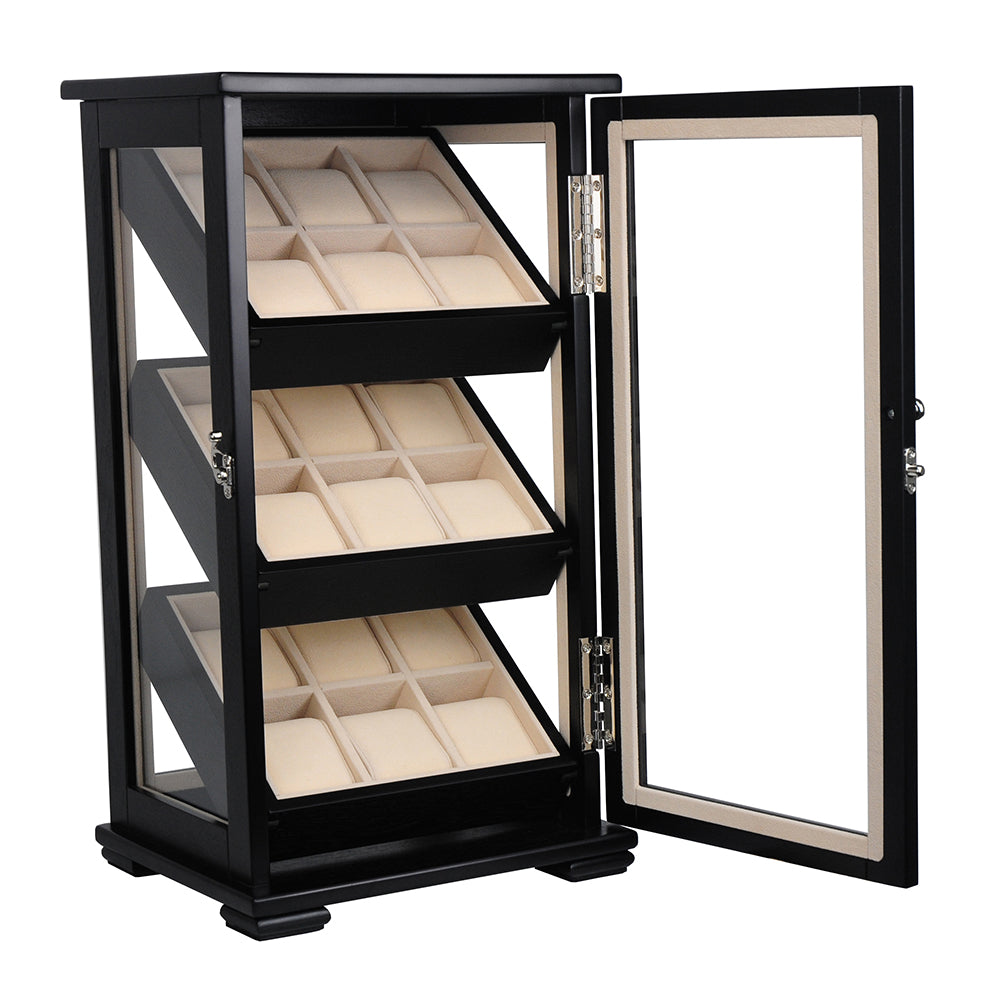 Black Wooden Watch Cabinet, 18 Watch Box, Cuffed Watch Box, Clinks Australia Watch Box, Black Watch Boxes on Cuffed, Australia Watch Box, Watch Storage Box, Watch Display Box, 18 Slots Watch Boxes, Watch Boxes for 18, Wooden Watch Box, Wooden Watch Storage Box, Wooden Watch Cabinet, Black, Storage Box, CB5050, Clinks Australia