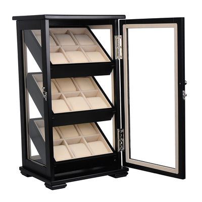 Black Wooden Watch Cabinet, 18 Watch Box, Cuffed Watch Box, Clinks Australia Watch Box, Black Watch Boxes on Cuffed, Australia Watch Box, Watch Storage Box, Watch Display Box, 18 Slots Watch Boxes, Watch Boxes for 18, Wooden Watch Box, Wooden Watch Storage Box, Wooden Watch Cabinet, Black, Storage Box, CB5050, Clinks Australia