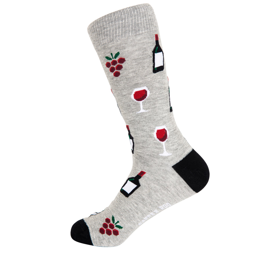Corked Red Wine Bamboo Socks by Dapper Roo, Red Wine Bamboo Socks, Dapper Roo, Socks, Heather Grey, Black, Multi., Bamboo, Elastane, Nylon, Elastic, SK2036, Men's Socks, Socks for Men, Clinks Australia