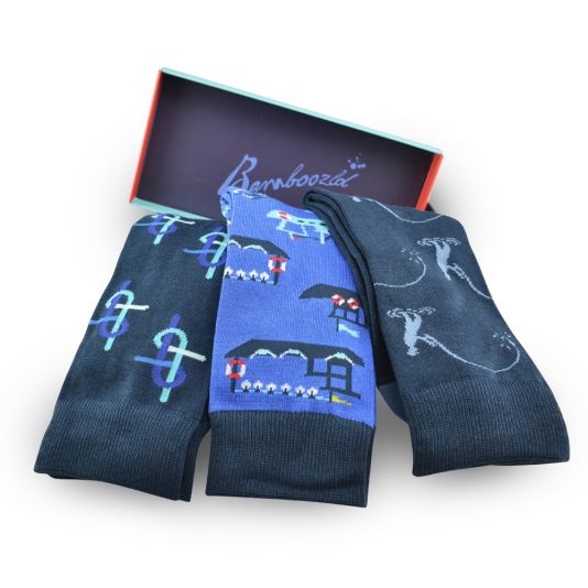Fishos 3PK Socks Gift Set, Socks, Bamboozld, Bamboo, Cotton, Spandex, Assorted Colour, SS7102, Clinks Australia