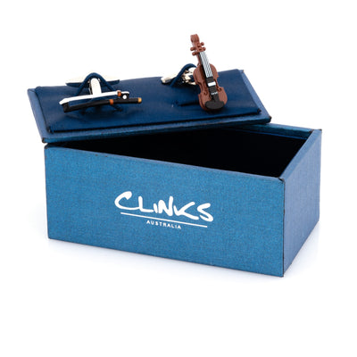 Colour Violin and Bow Cufflinks